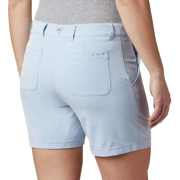 Womens 8 New NWT Columbia PFG Reel Relaxed Shorts Pockets Silver Blue Gray UPF - Picture 1 of 9